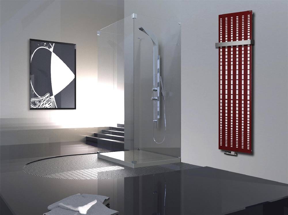 Szagato BADHEIZKÖRPER Design broken Mirror 3 180x47cm 1118 Watt rot +1 Halter 50mm SZAGATO Designheizkörper Handtuchheizkörper Mittelanschluss Handtuchwärmer Auslauf