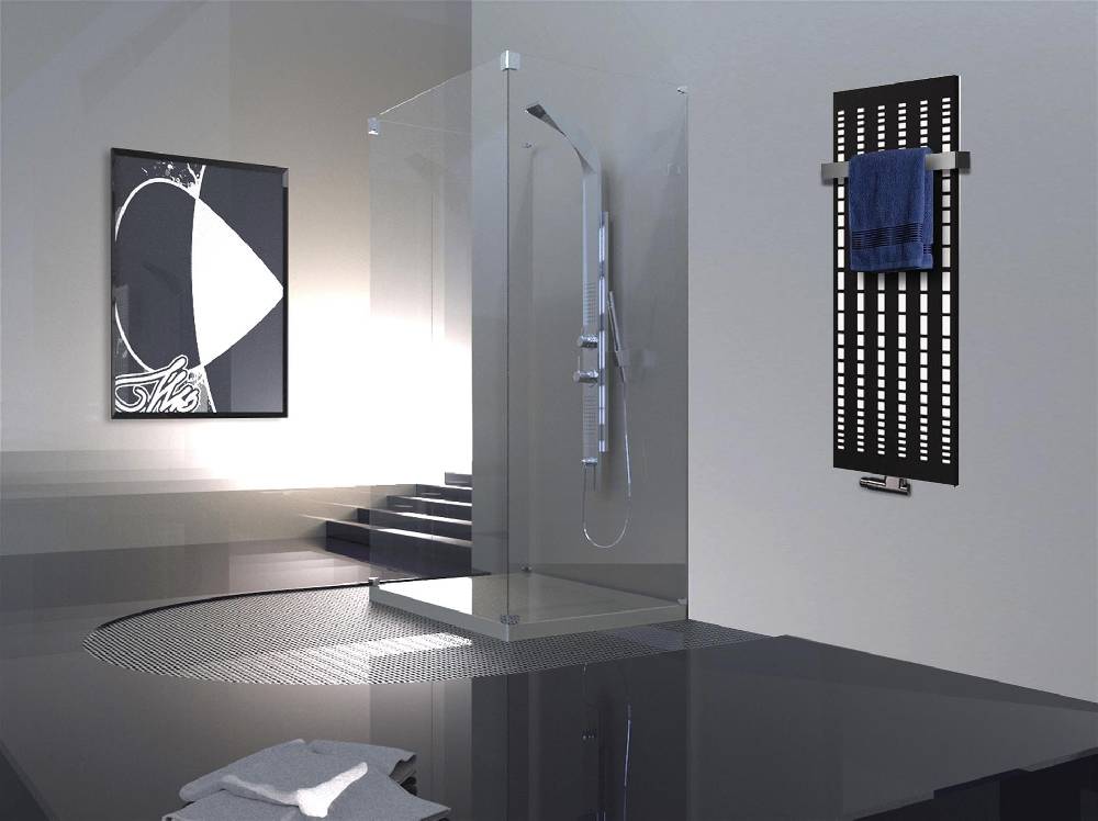 Szagato BADHEIZKÖRPER Design broken Mirror 3 180x47cm 1118 Watt schwarz (+1 Halter 50mm) SZAGATO Designheizkörper Handtuchheizkörper mit Mittelanschluss Verkauf