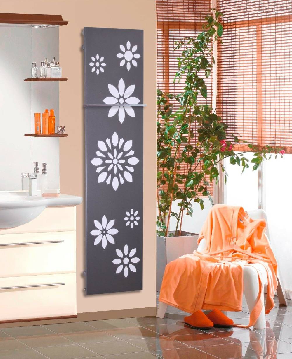 Szagato BADHEIZKÖRPER Design Flower 3 180x47cm 1118 Watt anthrazit - moonstone (+1 Halter 15mm) SZAGATO Designheizkörper mit Mittelanschluss Handtuchwärmer Valentinstagsangebot