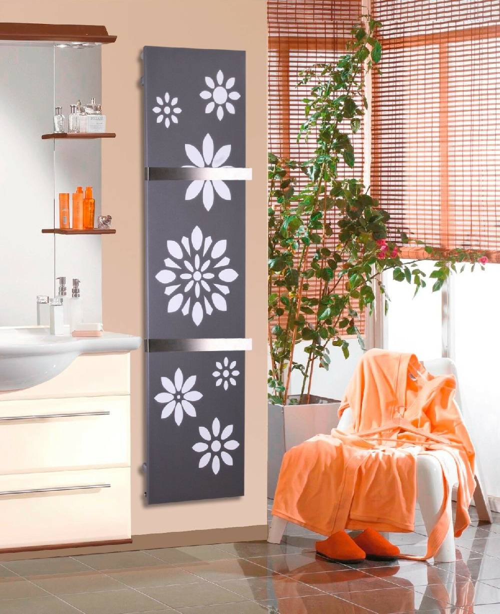 Szagato BADHEIZKÖRPER Design Flower 3 180x47cm 1118 Watt anthrazit - moonstone (+2 Halter 50mm) SZAGATO Designheizkörper mit Mittelanschluss Handtuchwärmer Heißer Verkauf