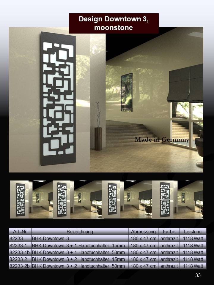 Szagato BADHEIZKÖRPER Design Downtown 3 180x47cm 1118 Watt anthrazit - moonstone (+1 Halter 50mm) SZAGATO Designheizkörper mit Mittelanschluss Handtuchwärmer JETZT KAUFEN