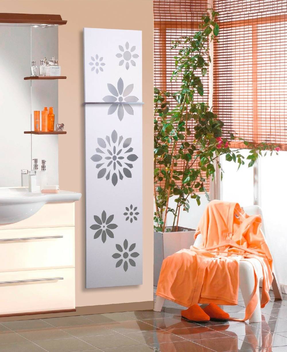 Szagato BADHEIZKÖRPER Design Flower 3 180x47cm 1118 Watt weiß (+1 Halter 15mm) SZAGATO Designheizkörper Handtuchheizkörper mit Mittelanschluss Handtuchwärmer Nur noch ein Tag übrig