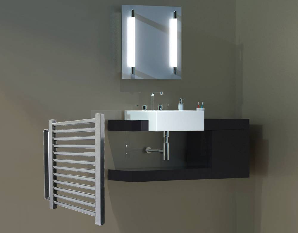 Szagato BADHEIZKÖRPER Design Köln schwenkbar 50x35cm Edelstahloptik inkl. 150 Watt Heizstab Marke SZAGATO Bad Heizkörper (Seitenanschluss) Speichern exportieren