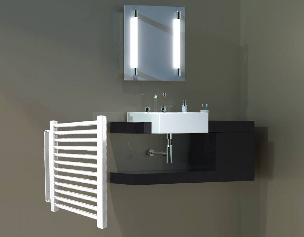 Szagato BADHEIZKÖRPER Design Köln schwenkbar 50x35cm weiß inkl. 150 Watt Heizstab Marke SZAGATO Bad Heizkörper (Seitenanschluss) Black Friday Preise