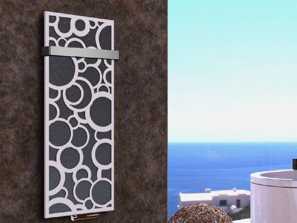 Szagato BADHEIZKÖRPER Design Kreta 2 120x47cm 799Watt weiß anthrazit - moonstone (+1 Halter 50mm) SZAGATO Designheizkörper mit Mittelanschluss Handtuchwärmer im Angebot