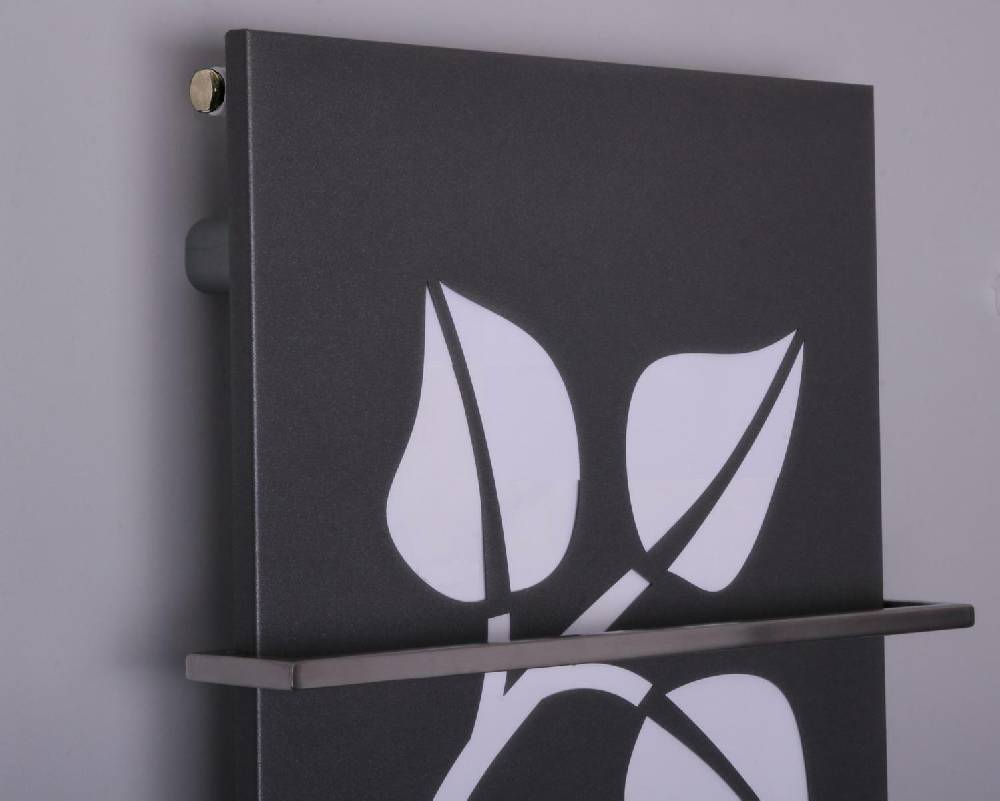 Szagato BADHEIZKÖRPER Design Leaves 2 120x47cm 799 Watt anthrazit - moonstone (+1 Halter 15mm) SZAGATO Handtuchheizkörper mit Mittelanschluss Handtuchwärmer Black Friday