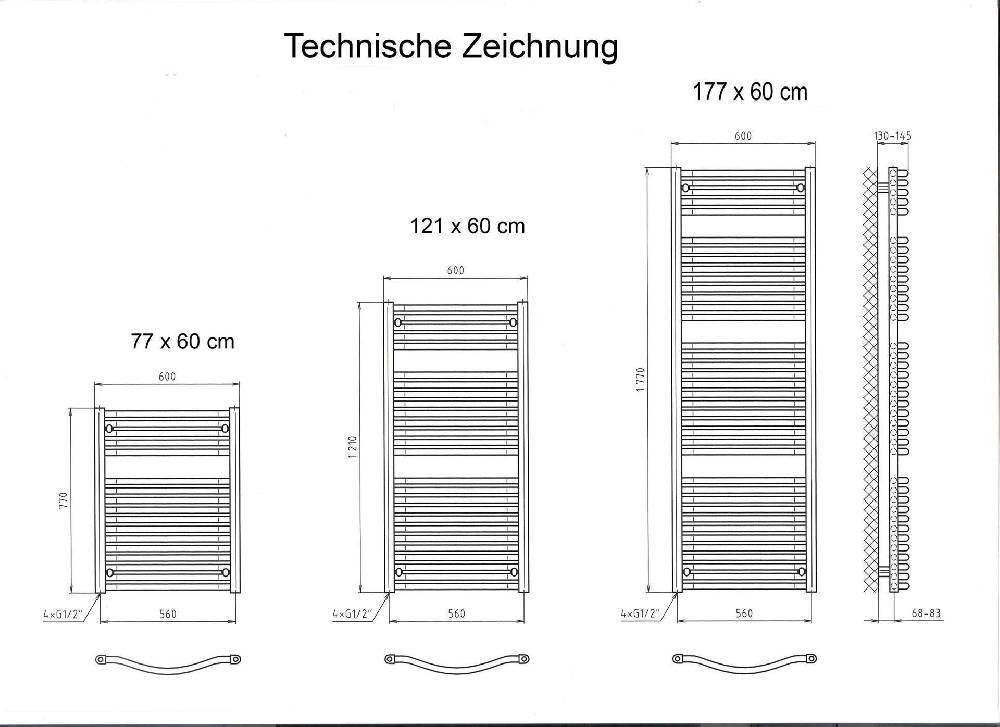 Szagato BADHEIZKÖRPER Design Mannheim 2 121x60cm 1034 Watt Edelstahloptik SZAGATO Handtuchheizkörper mit Seitenanschluss Handtuchwärmer mit Seitenanschluss Nur für heute