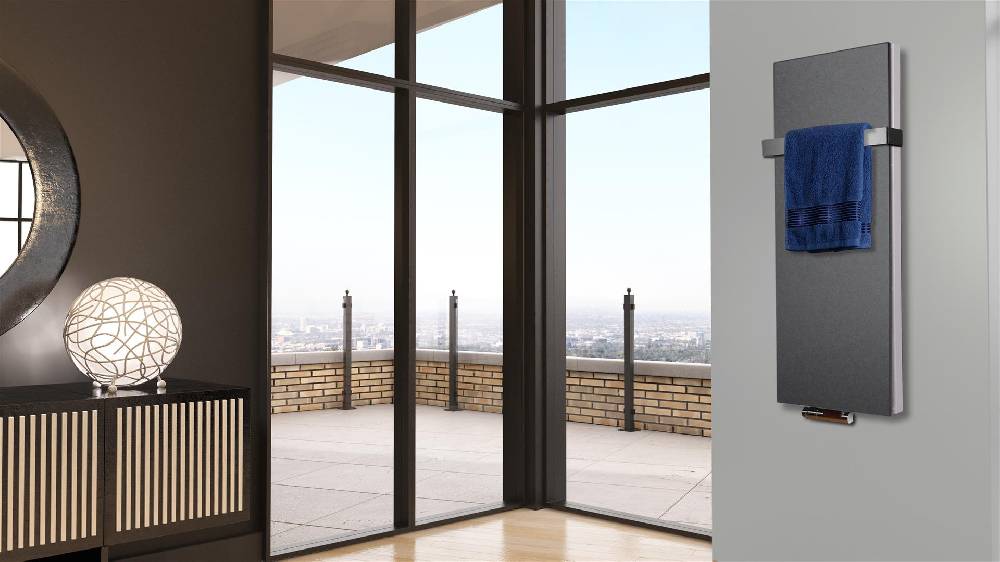 Szagato BADHEIZKÖRPER Design Mirror Steel 5 120x47cm 1458 Watt anthrazit - moonstone (+1 Halter 50mm) SZAGATO Designheizkörper Mittelanschluss Handtuchwärmer Blitzangebot