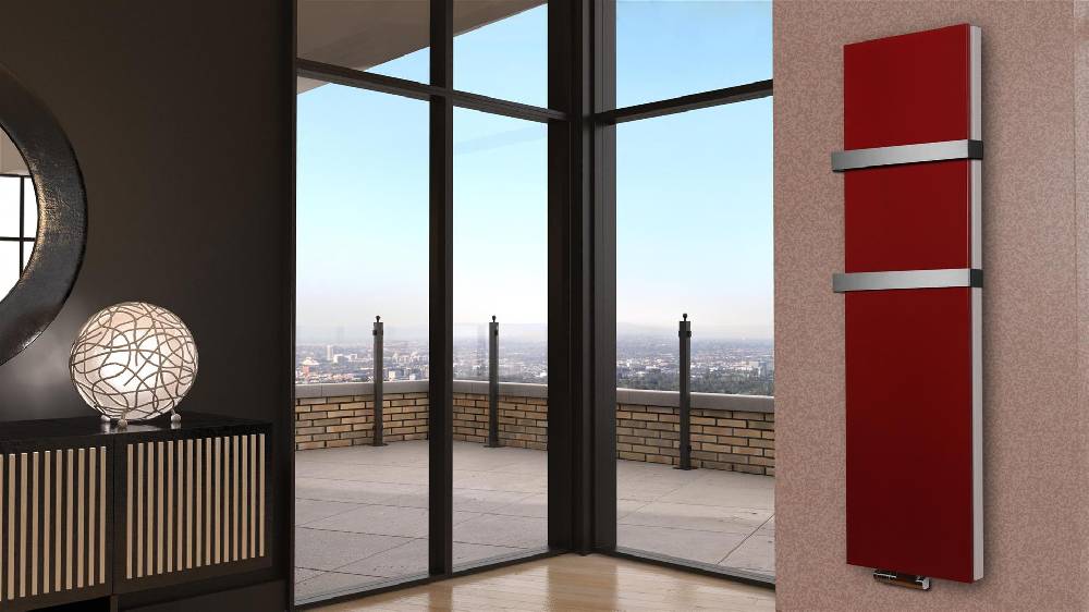 Szagato BADHEIZKÖRPER Design Mirror Steel 6 180x47cm 1964Watt rot (+2 Halter 50mm) SZAGATO Designheizkörper Handtuchheizkörper Mittelanschluss Handtuchwärmer