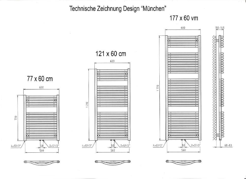 Szagato BADHEIZKÖRPER Design München 3 177x60cm 1471 Watt Mittelanschluß weiß SZAGATO Designheizkörper Handtuchheizkörper mit Mittelanschluss Handtuchwärmer Vatertagsangebot