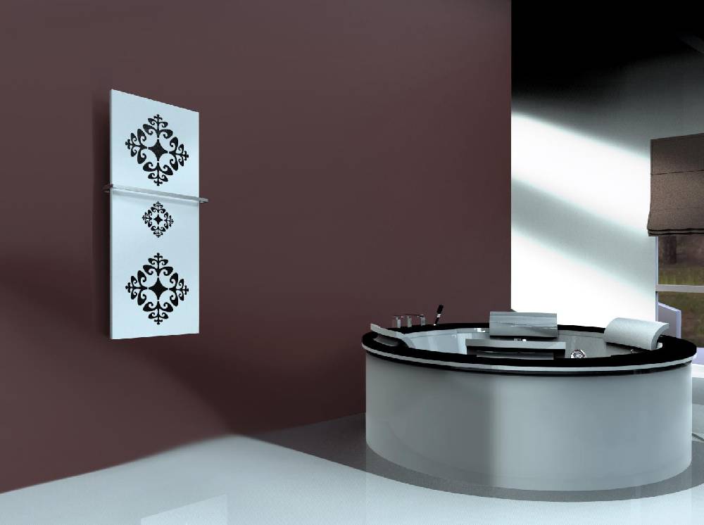 Szagato BADHEIZKÖRPER Design Ornaments 2 120x47cm 799 Watt weiß (+1 Halter 15mm) SZAGATO Designheizkörper Handtuchheizkörper Mittelanschluss Handtuchwärmer