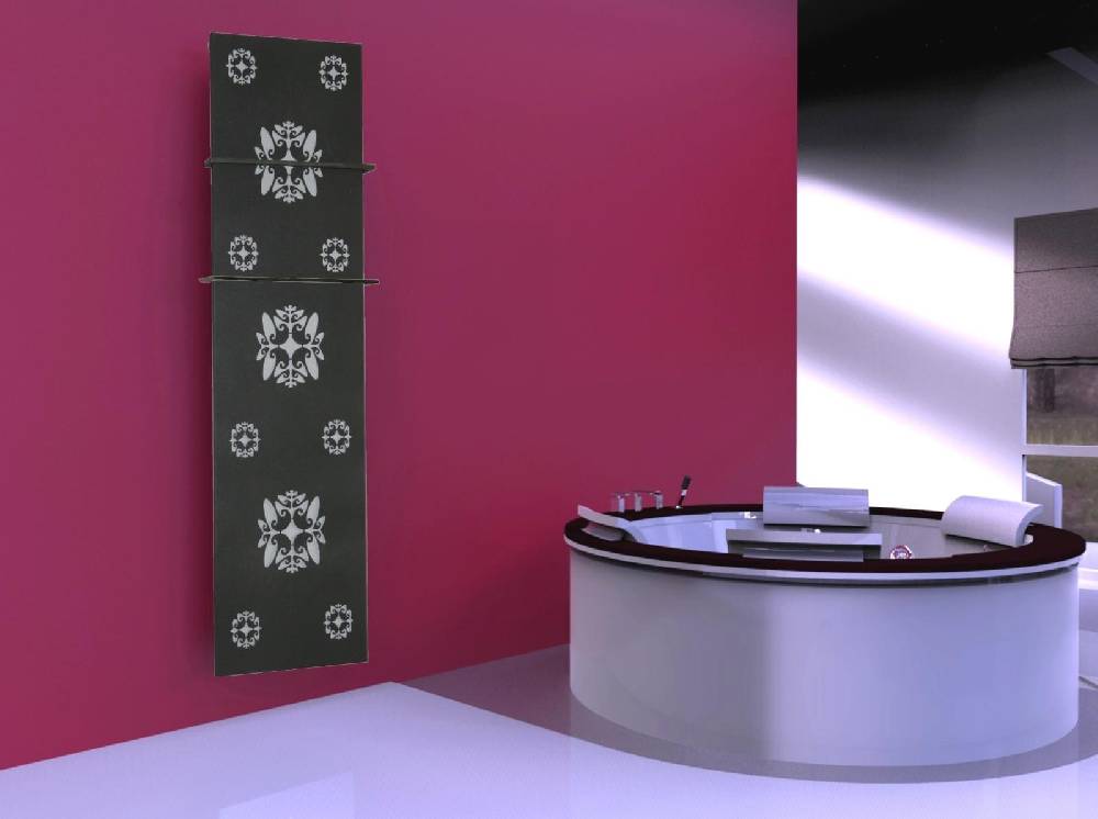 Szagato BADHEIZKÖRPER Design Ornaments 3 180x47cm 1118Watt anthrazit - moonstone (+2 Halter 15mm) SZAGATO Designheizkörper mit Mittelanschluss Handtuchwärmer