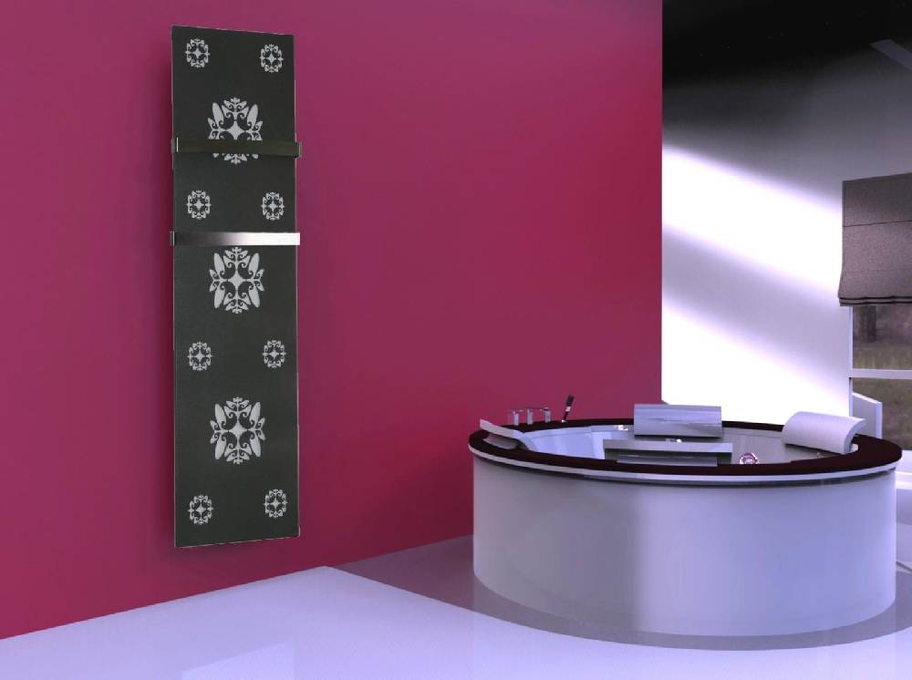 Szagato BADHEIZKÖRPER Design Ornaments 3 180x47cm 1118Watt anthrazit - moonstone (+2 Halter 50mm) SZAGATO Designheizkörper mit Mittelanschluss Handtuchwärmer