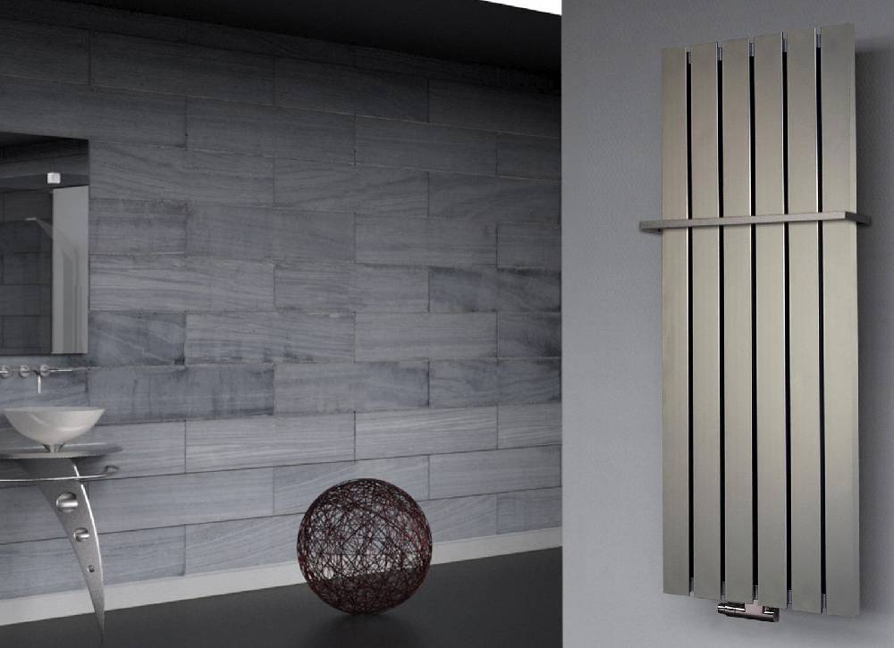 Szagato BADHEIZKÖRPER Design Peking 2 120x47cm 799 Watt Edelstahloptik + (+1 Halter 15mm) SZAGATO Handtuchheizkörper mit Mittelanschluss Handtuchwärmer