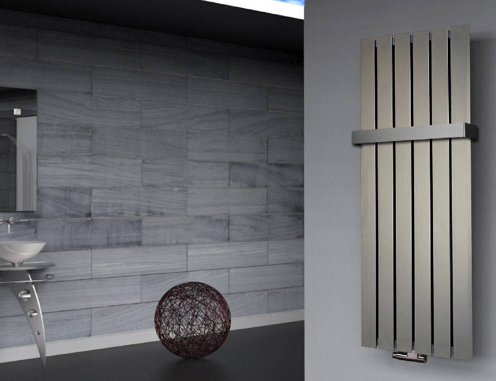 Szagato BADHEIZKÖRPER Design Peking 2 120x47cm 799 Watt Edelstahloptik + (+1 Halter 50mm) SZAGATO Handtuchheizkörper mit Mittelanschluss Handtuchwärmer