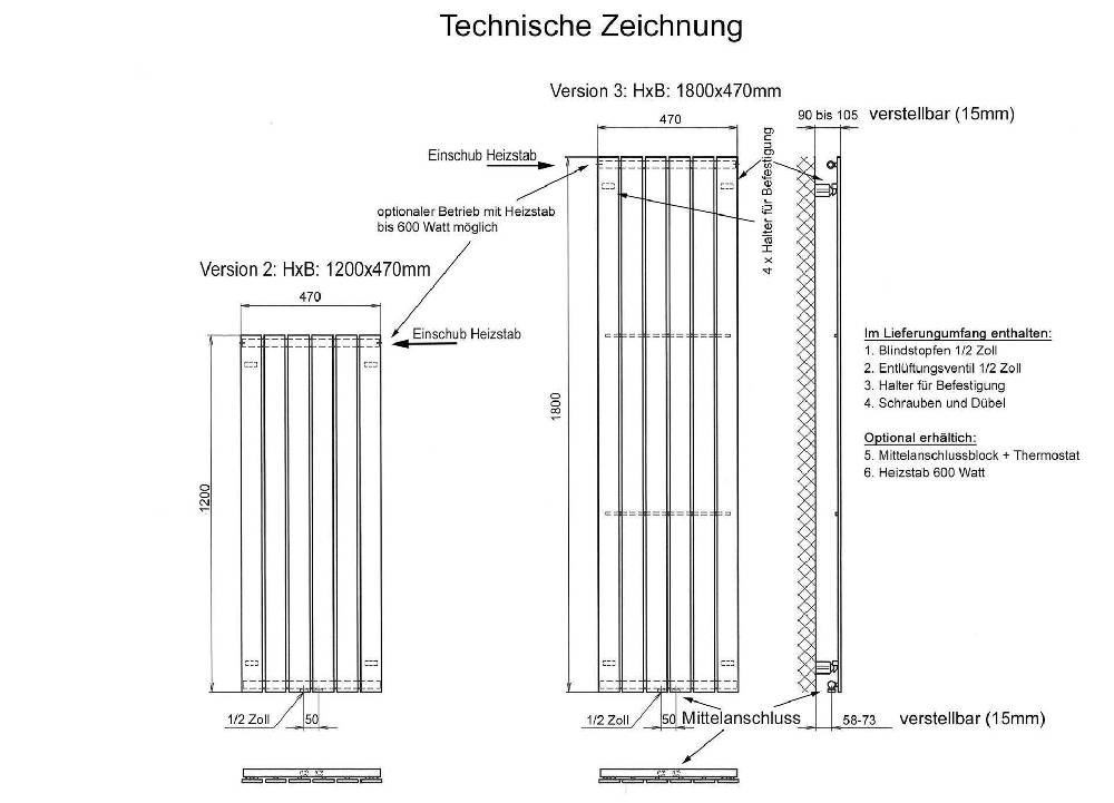 Szagato BADHEIZKÖRPER Design Peking 3 180x47cm 1118 Watt weiß SZAGATO Designheizkörper Handtuchheizkörper mit Mittelanschluss Handtuchwärmer Mittelanschluss Neueste Stile