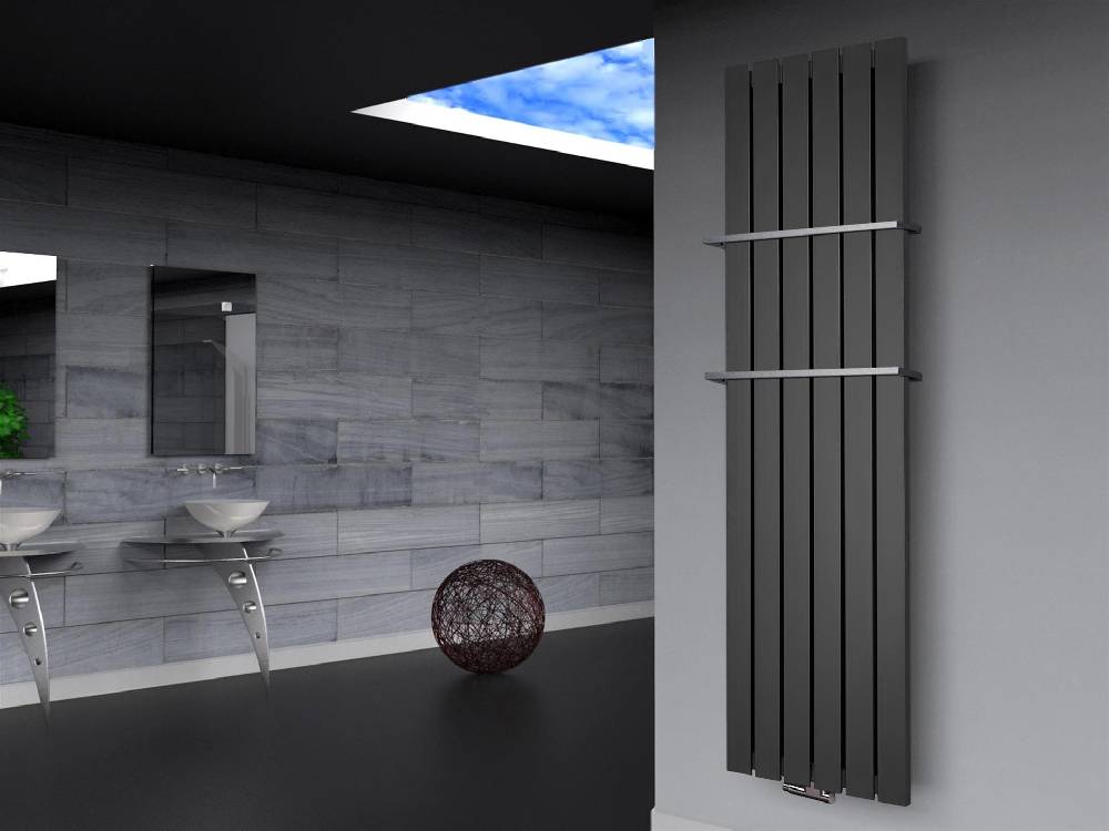 Szagato BADHEIZKÖRPER Design Peking 3 180x47cm anthrazit - moonstone (+2 Halter 15mm) SZAGATO Handtuchheizkörper mit Mittelanschluss Handtuchwärmer