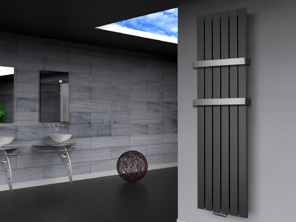 Szagato BADHEIZKÖRPER Design Peking 3 180x47cm anthrazit - moonstone (+2 Halter 50mm) SZAGATO Handtuchheizkörper mit Mittelanschluss Handtuchwärmer