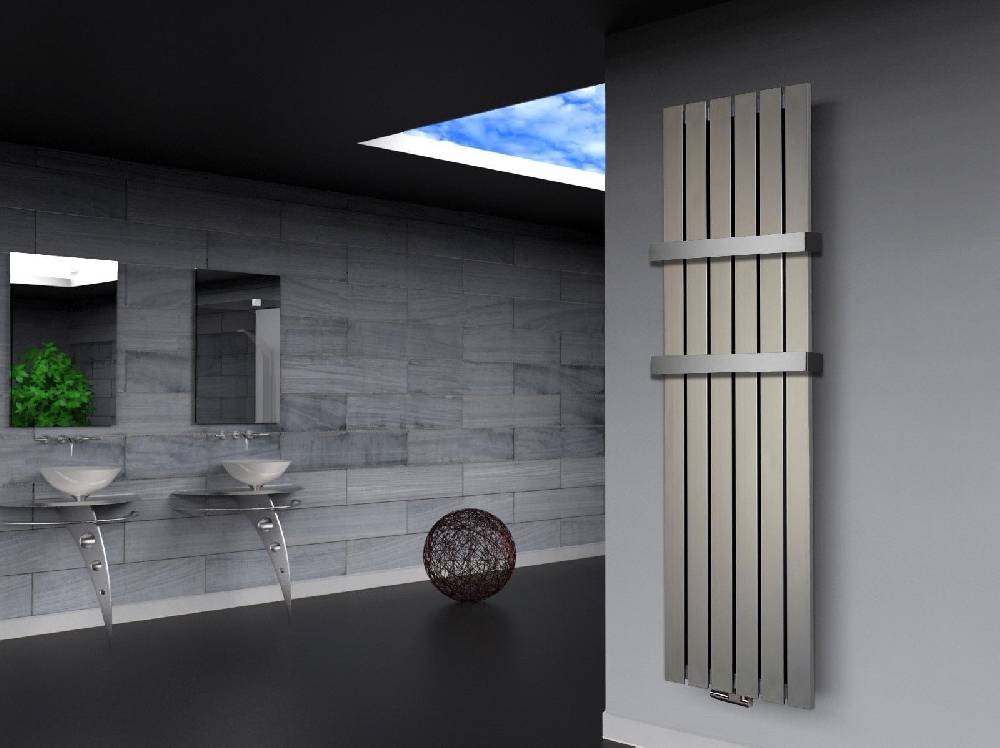 Szagato BADHEIZKÖRPER Design Peking 3 180x47cm Edelstahloptik (+2 Halter 50mm) SZAGATO Designheizkörper Handtuchheizkörper mit Mittelanschluss Handtuchwärmer