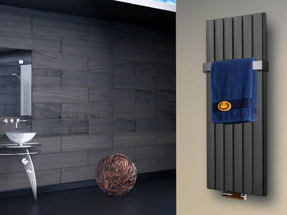 Szagato BADHEIZKÖRPER Design Peking 5 120x47cm 1458 Watt Edelstahloptik (+1 Halter 50mm) SZAGATO Handtuchheizkörper mit Mittelanschluss Handtuchwärmer