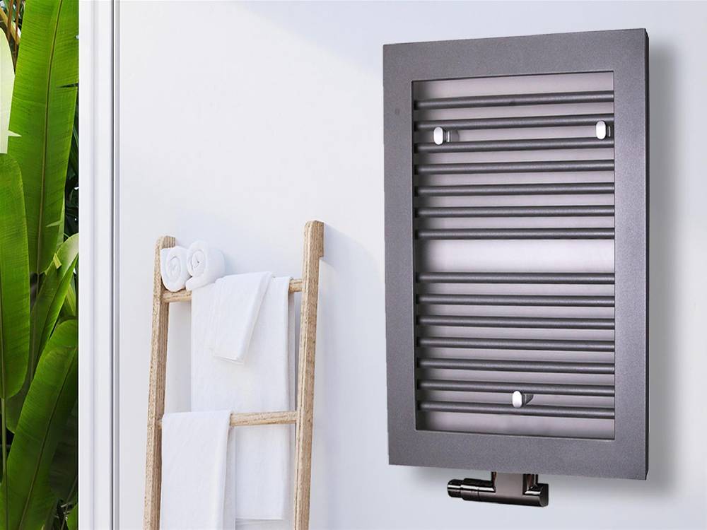 Szagato BADHEIZKÖRPER Design Window 1 77x60cm 590 Watt anthrazit moonstone SZAGATO Designheizkörper Handtuchheizkörper mit Mittelanschluss Handtuchwärmer
