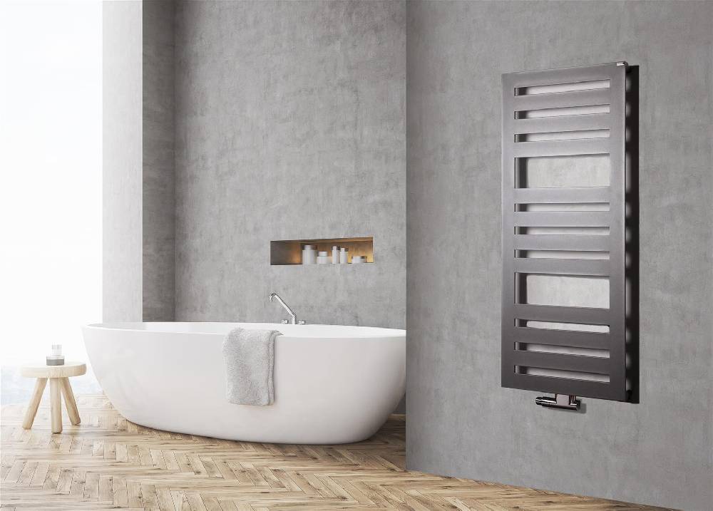 Szagato BADHEIZKÖRPER Design Zebra 2 144x60cm 911 Watt anthrazit moonstone SZAGATO Designheizkörper Handtuchheizkörper mit Mittelanschluss Handtuchwärmer