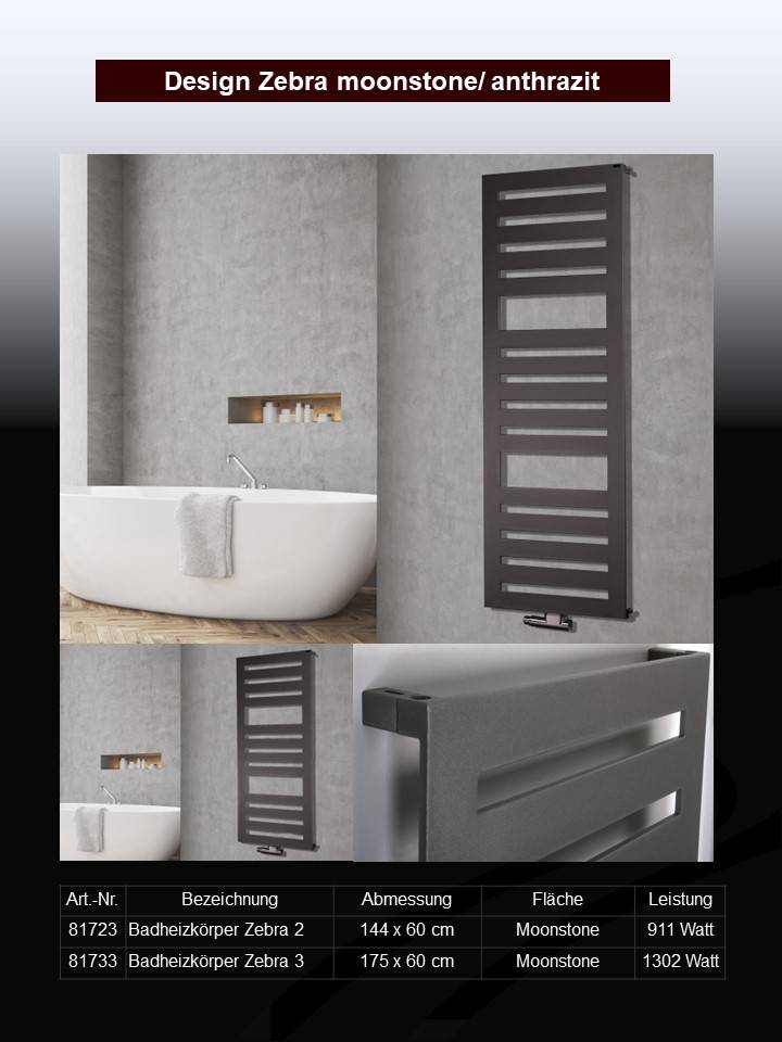 Szagato BADHEIZKÖRPER Design Zebra 3 175x60cm 1302 Watt anthrazit moonstone SZAGATO Designheizkörper Handtuchheizkörper mit Mittelanschluss Handtuchwärmer Exklusive Angebote
