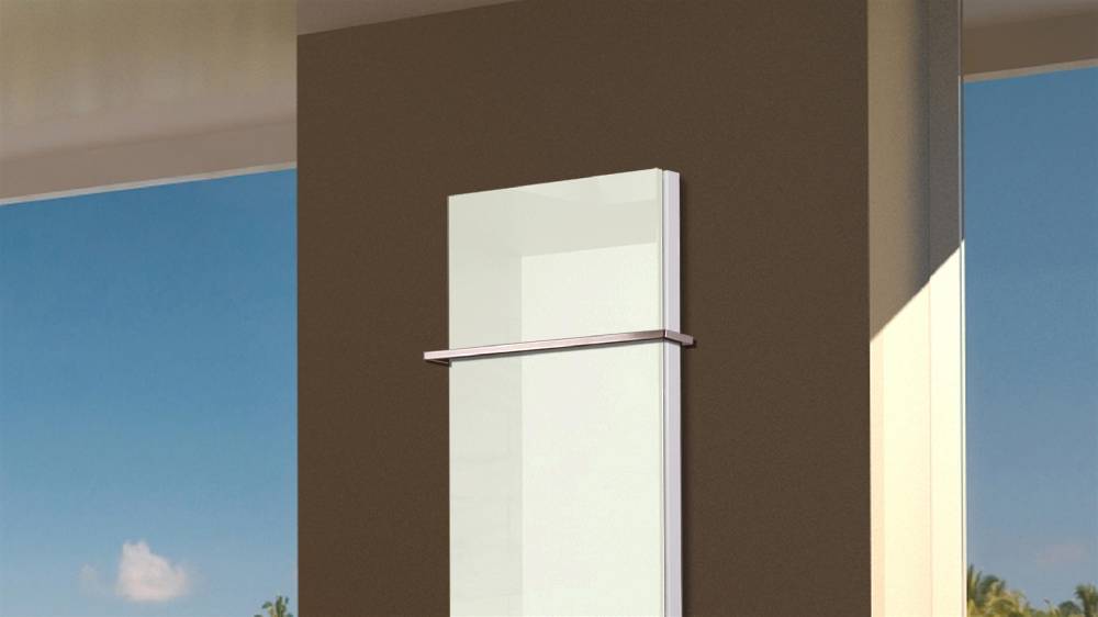 Szagato BADHEIZKÖRPER Glas Montevideo 5 Glasfront 120x47cm 1458 Watt weiß +1 Halter 15mm SZAGATO Designheizkörper Handtuchheizkörper mit Mittelanschluss Bestseller