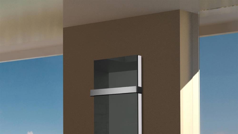 Szagato BADHEIZKÖRPER Glas Montevideo 5 Glasfront 120x47cm 1458Watt anthrazit - moonstone +1 Halter 50mm SZAGATO Designheizkörper mit Mittelanschluss Räumungsverkauf