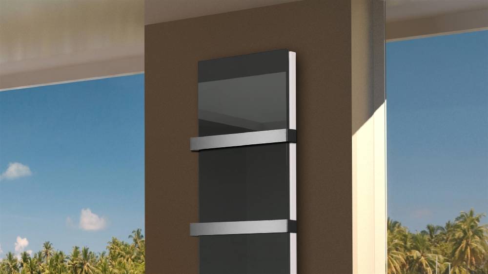 Szagato BADHEIZKÖRPER Glas Montevideo 6 Glasfront 180x47cm 1964 Watt anthrazit - moonstone +2 Halter 50mm SZAGATO Designheizkörper mit Mittelanschluss Riesige Ersparnisse