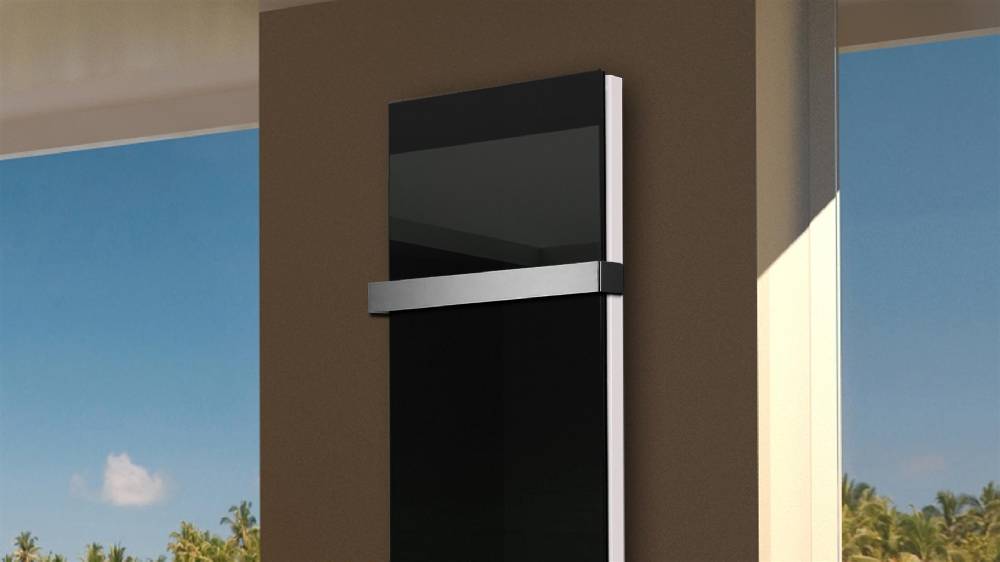 Szagato BADHEIZKÖRPER Glas Montevideo 6 Glasfront 180x47cm 1964 Watt schwarz +1 Halter 50mm SZAGATO Designheizkörper Handtuchheizkörper mit Mittelanschluss VIP-Rabatte