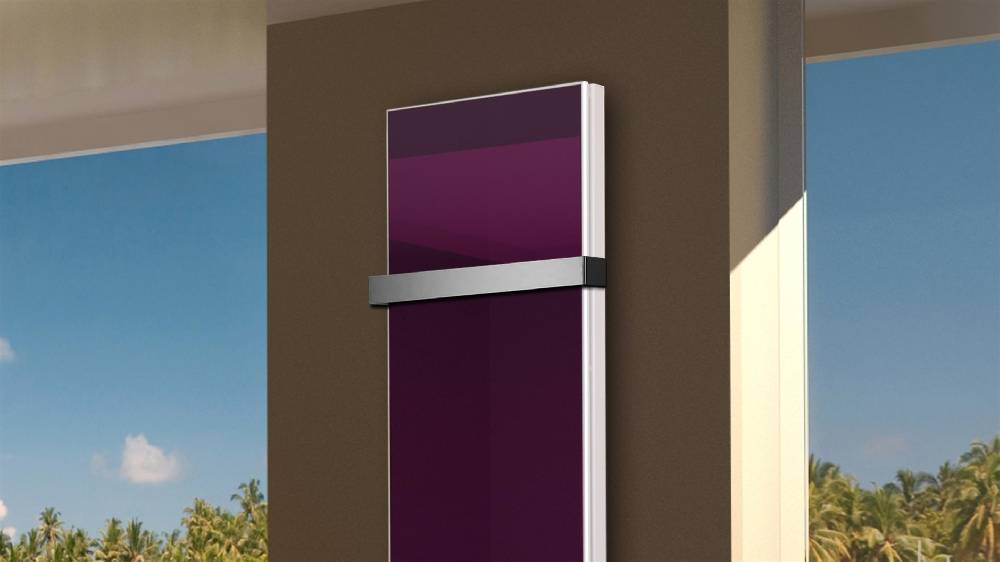 Szagato BADHEIZKÖRPER Glas Montevideo 6 Glasfront 180x47cm 1964 Watt violett +1 Halter 50mm SZAGATO Designheizkörper Handtuchheizkörper mit Mittelanschluss Kostenlose Rückgabe