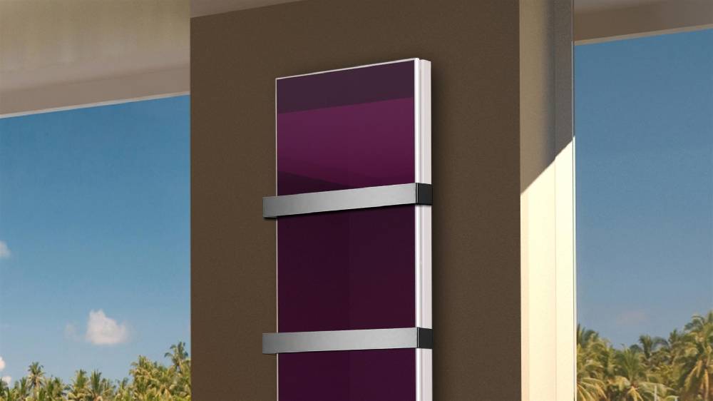 Szagato BADHEIZKÖRPER Glas Montevideo 6 Glasfront 180x47cm 1964 Watt violett +2 Halter 50mm SZAGATO Designheizkörper Handtuchheizkörper mit Mittelanschluss Begrenzte Freigabe