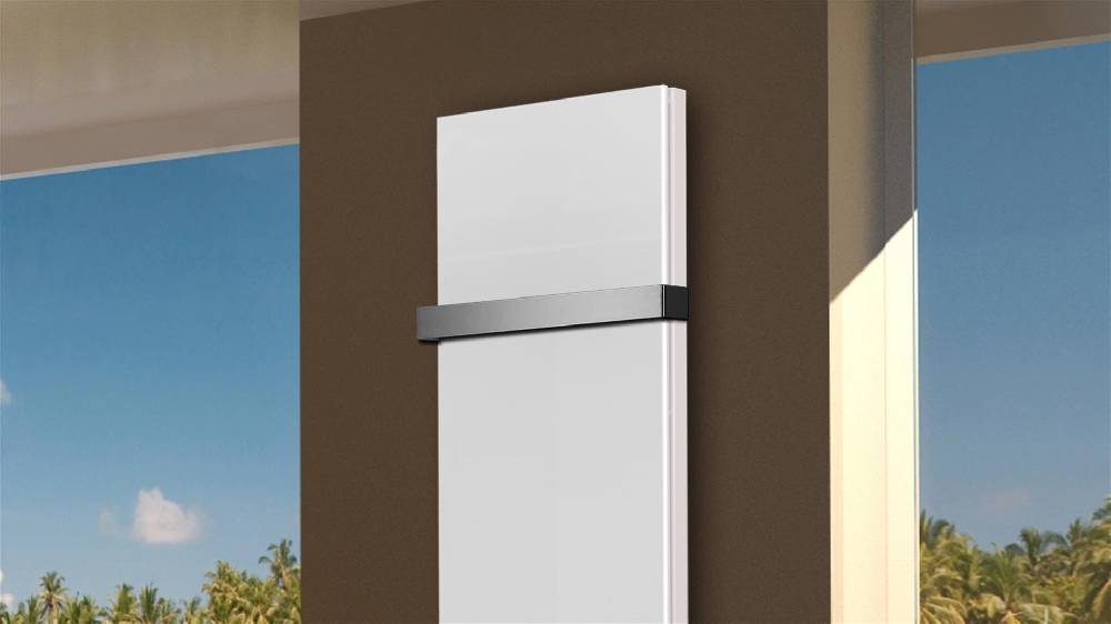 Szagato BADHEIZKÖRPER Glas Montevideo 6 Glasfront 180x47cm 1964 Watt weiß +1 Halter 50mm SZAGATO Designheizkörper Handtuchheizkörper mit Mittelanschluss Letzte 3 Tage