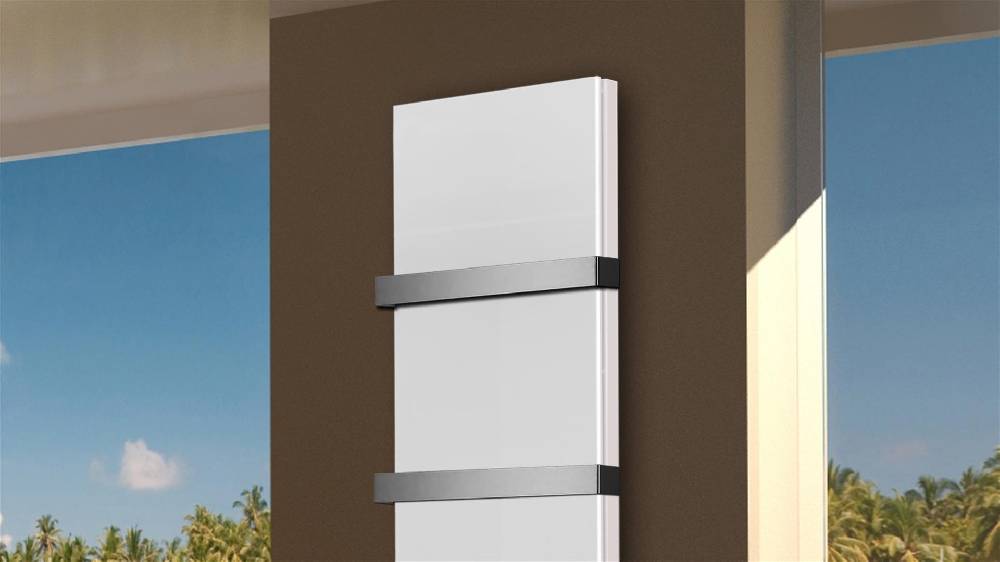 Szagato BADHEIZKÖRPER Glas Montevideo 6 Glasfront 180x47cm 1964 Watt weiß +2 Halter 50mm SZAGATO Designheizkörper Handtuchheizkörper mit Mittelanschluss JETZT KAUFEN