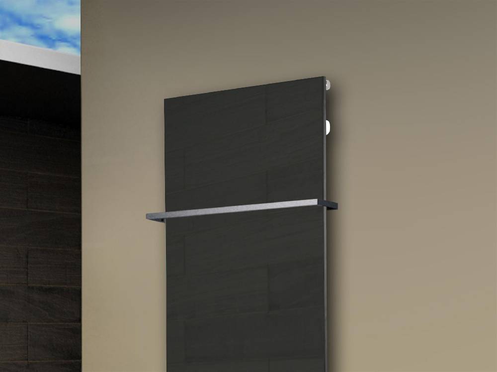 Szagato Badheizkörper mit Glas Design Montevideo 2 (Glasfront) 120x47cm 799 Watt anthrazit - moon +1 Halter 15mm SZAGATO Designheizkörper mit Mittelanschluss Neueste Stile