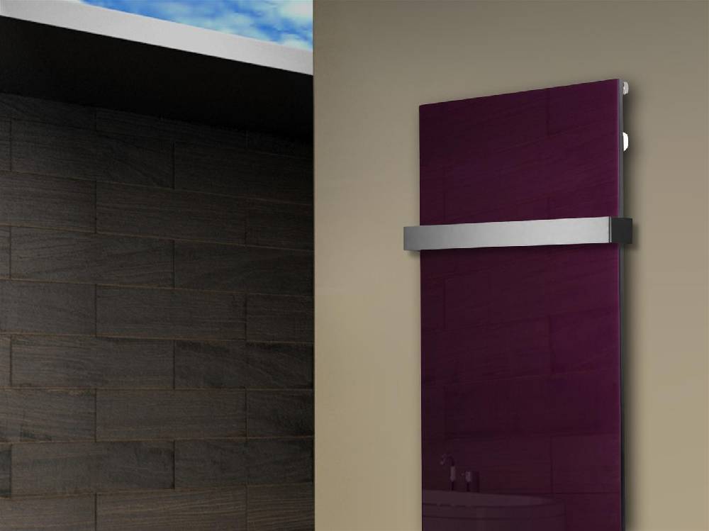 Szagato Badheizkörper mit Glas Design Montevideo 2 (Glasfront) 120x47cm 799 Watt violett (+1 Halter 50mm) SZAGATO Designheizkörper mit Mittelanschluss Bis zu 65% Rabatt