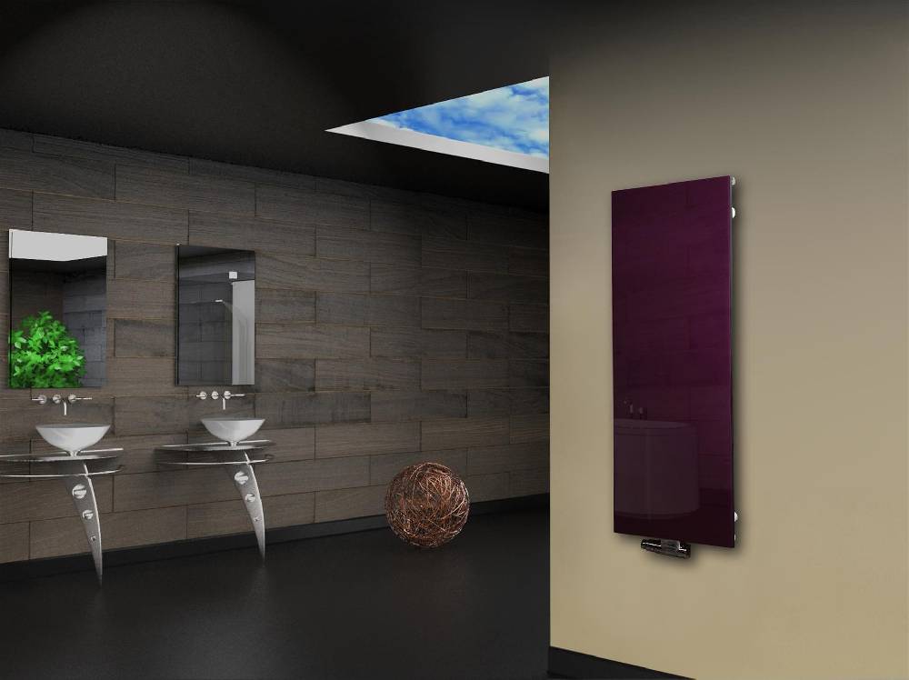 Szagato Badheizkörper mit Glas Design Montevideo 2 Glasfront 120x47cm 799 Watt violett SZAGATO Design Handtuchheizkörper mit Mittelanschluss Handtuchwärmer 50% Rabatt mit kostenlosem Versand