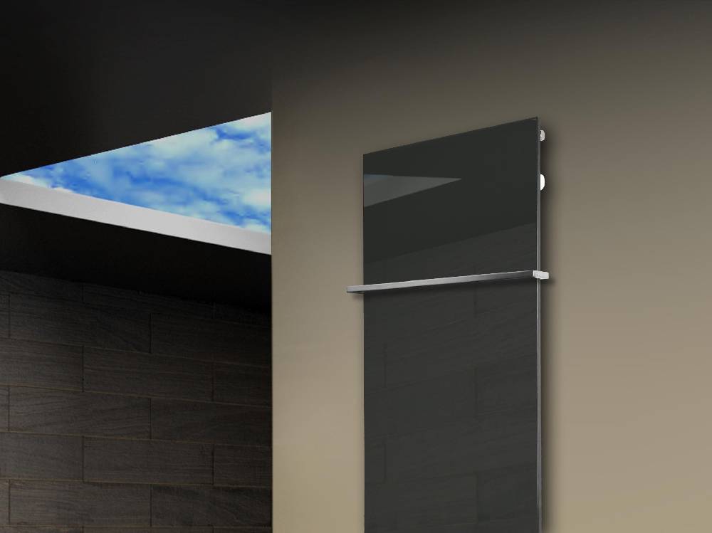 Szagato Badheizkörper mit Glas Design Montevideo 3 Glasfront 180x47cm 1118 Watt anthrazit - monn +1 Halter 15mm SZAGATO Designheizkörper mit Mittelanschluss zollfrei