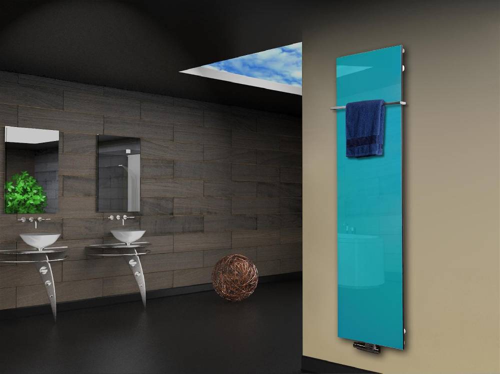 Szagato Badheizkörper mit Glas Design Montevideo 3 Glasfront 180x47cm 1118 Watt türkis +1 Halter 15mm SZAGATO Designheizkörper Mittelanschluss Handtuchwärmer Hotsell