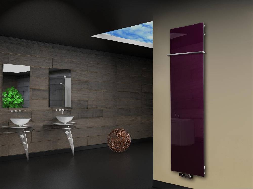 Szagato Badheizkörper mit Glas Design Montevideo 3 Glasfront 180x47cm 1118 Watt violett (+1 Halter 15mm) SZAGATO Handtuchheizkörper mit Mittelanschluss Meist gekauft