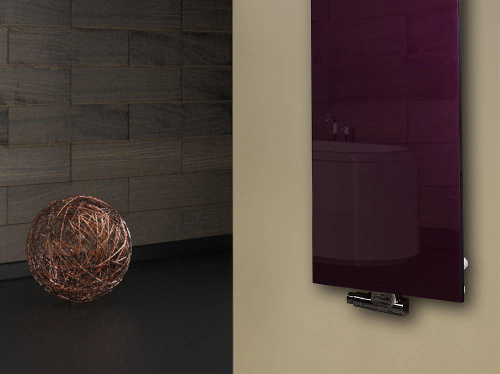 Szagato Badheizkörper mit Glas Design Montevideo 3 Glasfront 180x47cm 1118 Watt violett (+1 Halter 15mm) SZAGATO Handtuchheizkörper mit Mittelanschluss Meist gekauft