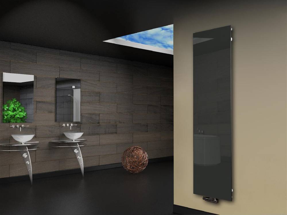 Szagato Badheizkörper mit Glas Design Montevideo 3 Glasfront 180x47cm 1118Watt anthrazit SZAGATO Design Handtuchheizkörper mit Mittelanschluss Handtuchwärmer Sonderangebot