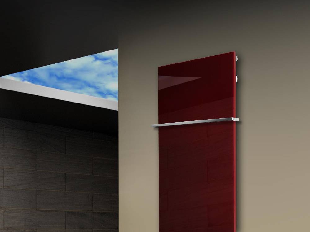 Szagato Badheizkörper mit Glas Design Montevideo 3 Glasfront 180x47cm 1118Watt rot +1 Halter 15mm SZAGATO Designheizkörper Handtuchheizkörper Mittelanschluss Rabatt