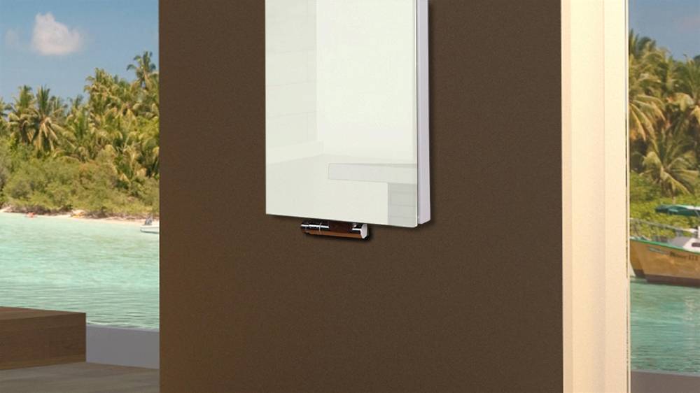 Szagato BADHEIZKÖRPER mit Glas Montevideo 5 Glasfront 120x47cm 1458 Watt weiß +1 Halter 50mm SZAGATO Designheizkörper Handtuchheizkörper mit Mittelanschluss Saisonschlussverkauf