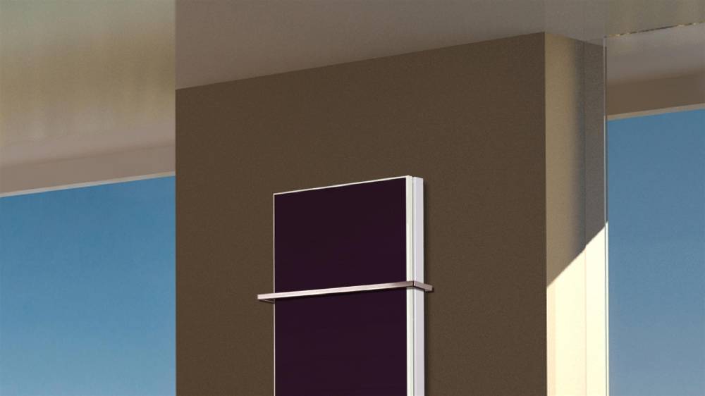 Szagato BADHEIZKÖRPER mit Glas Montevideo 5 Glasfront 120x47cm 1458Watt violett +1 Halter 15mm SZAGATO Designheizkörper Handtuchheizkörper Mittelanschluss Muttertagsangebot