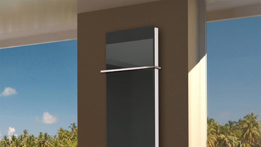 Szagato BADHEIZKÖRPER mit Glas Montevideo 6 Glasfront 180x47cm 1964 Watt anthrazit - moonstone +1 Halter 15mm SZAGATO Designheizkörper mit Mittelanschluss Vatertagsangebot