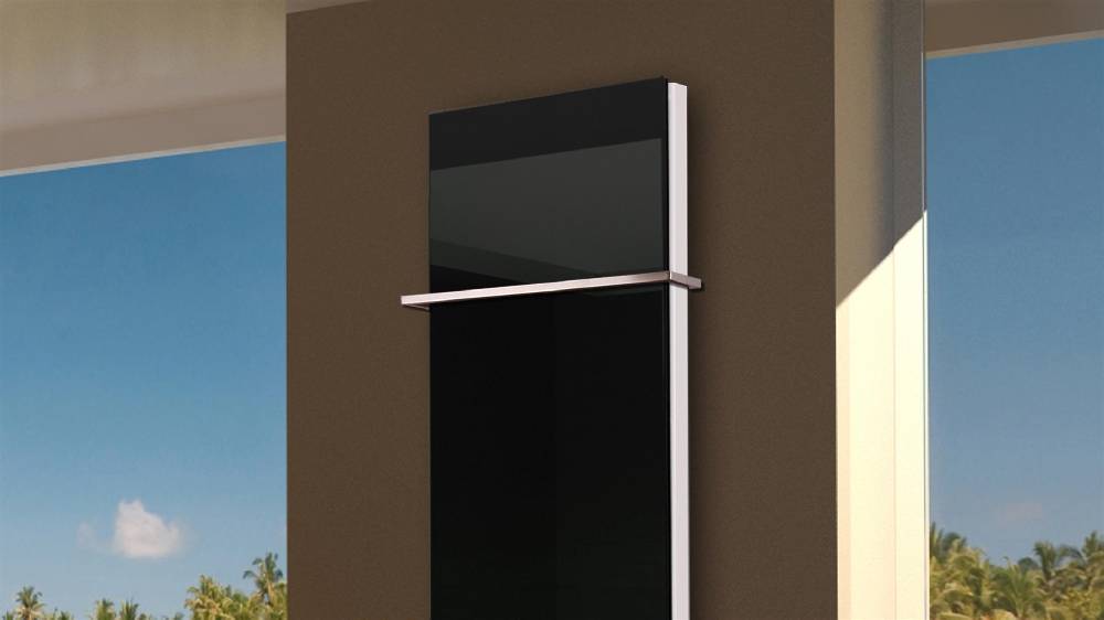 Szagato BADHEIZKÖRPER mit Glas Montevideo 6 Glasfront 180x47cm 1964 Watt schwarz +1 Halter 15mm SZAGATO Designheizkörper Handtuchheizkörper Mittelanschluss Lagerräumung