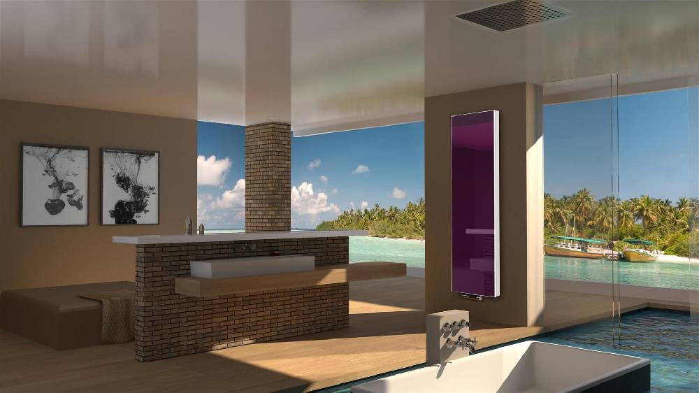 Szagato BADHEIZKÖRPER mit Glas Montevideo 6 Glasfront 180x47cm 1964 Watt violett SZAGATO Designheizkörper Handtuchheizkörper Mittelanschluss Handtuchwärmer Zeitlich begrenztes Angebot