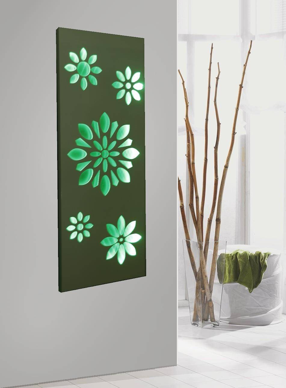 Szagato Badheizkörper mit LED Design Flower 2 120x47cm 799 Watt Edelstahl weiß SZAGATO Designheizkörper Handtuchheizkörper mit Mittelanschluss Handtuchwärmer